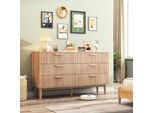Cassettiera Con 6 Cassetti, 115 Cm, Colore Legno Naturale, 100 X 34 X 73 Cm