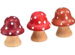 Funghi Decorativi In Legno Mini Funghi Velenosi Rosso Arancione 4 Cm Set Da 12 Decorazioni In Legno Decorazioni Da Tavola, 12 Pezzi