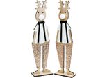 Renna In Legno Figura Decorativa Di Natale Espositore Decorazione Da Tavolo Glitter 12×6,5×H45Cm Set Di 2