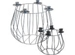Portacandele In Metallo Grigio Vintage Set Di Cestini A Reticolo Ø25/10,5Cm Corona Dell'avvento Set Di 2