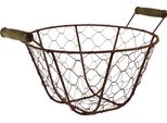 Cestino In Filo Di Ferro Vintage Con Manici In Legno Ø22Cm Effetto Ruggine