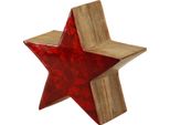 Stella Decorativa In Legno Di Mango Rosso Naturale 20Cm Decorazione Natalizia Da Tavola Fatta A Mano