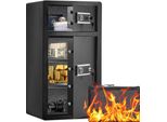Cassaforte A Doppia Anta Con Serratura A Chiave E Password - Cassaforte Per Mobili 48X42X90Cm - Acciaio Massiccio Nero - Doppio Sistema Di Allarme - Divisorio Regolabile In Altezza - Design Anti-Spostamento