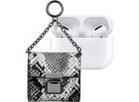 Ideal Of Sweden, Mini Custodia Per Airpods Modello Cosmo Con Catena A Forma Di Serpente, Bianco/Nero