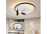 Zmh Lampada Da Soffitto Led Soggiorno 52W Lampada Da Soggiorno Dimmerabile Con 2 Faretti Da Soffitto Nero Con Telecomando Moderno Acrilico Camera Da Letto Lampada Da Cucina Rotonda Per La Casa Cucina