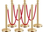 Vevor Barriera A Palo (6 Pezzi) Per Il Controllo Della Folla (Lunghezza 1,5 M), Palo Barriera In Acciaio Inox Con Base Ricaricabile Per Esposizioni Golden