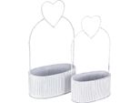 Ciotola Decorativa Ovale In Metallo Con Cuore Bianco Vintage Set Di 2 Decorazioni Da Tavola