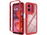 Custodia Per Motorola Moto G05 / G15 / G25 / E15, Copertura Posteriore Trasparente Ibrida, Robusto Paraurti In Tpu, Custodia Antiurto Rossa