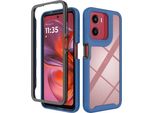 Custodia Per Motorola Moto G05 / G15 / G25 / E15, Copertura Posteriore Trasparente Ibrida, Robusto Paraurti In Tpu, Custodia Antiurto Blu Reale