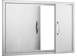 Succebuy 889X610 Mm Doppia Porta Di Accesso Al Barbecue, Porta Verticale A Incasso In Acciaio Inox Con Maniglie, Porta Per Cucina Esterna Per Isola Bbq E Stazione Grill