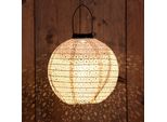 1.03 Lanterna Solare Di Carta Di Alta Qualità - Ø 25 Cm Circa - Illuminata A Led - Colore: Sabbia (Rotonda)