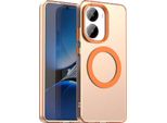 Custodia Magnetica Per Xiaomi Poco X7 Pro, Sottile Custodia Traslucida Opaca Antiurto Arancione