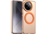 Custodia Magnetica Per Xiaomi 14 Civi / Civi 4 Pro, Sottile Custodia Traslucida Opaca Antiurto Arancione