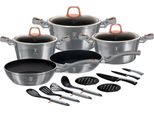 Berlinger Haus Moonlight Set Di Pentole 17 Pezzi Induzione Alluminio Antiaderente 3 Pentole 2 Padelle Grigio