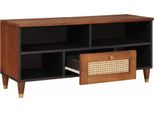 Vidaxl Mobile Tv Con Ripiano Marrone 100 X 33,5 X 46 Cm In Legno Massiccio Di Mango