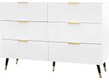 Credenza Fortuna Lai - Cassettiera Con 6 Cassetti E Ampio Spazio Di Archiviazione - Bianco
