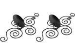 2 Set Portacandele Da Parete Pieghevole Stile Europeo Vortice Ferro Battuto Portacandele Da Parete Decorazione Casa Nero