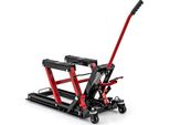COSTWAY Motorrad Hebebühne, Motorradheber bis 680kg 3-stufig höhenverstellbar, Hydraulische Motorradhebebühne für Motorräder ATVs & Quads Rot Schwarz
