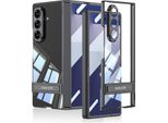 Custodia Per Samsung Galaxy Z Fold 7, Protezione A Cerniera Magnetica, Custodia Rigida Trasparente Zincata Con Protezione Dello Schermo E Supporto Nero