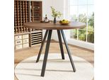 Tavolo Da Pranzo Rotondo Flieks Tavolo Da Sala Da Pranzo, Tavolo Da Cucina Con Gambe In Metallo, Tavolo Da Lavoro Tavolo Da Giardino Gambe In Ferro, 80X80X75 Cm, Colore Noce