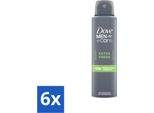 Dove Men+Care – Extra Fresh – Deodorante Spray – Antitraspirante – 150 Ml - Confezione Risparmio - 6 Pezzi