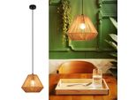 Zmh Lampada A Sospensione Vintage Lampada A Sospensione Tavolo Da Pranzo Lampada A Sospensione Design Diamante Sala Da Pranzo Luce A Sospensione 1 Fiamma Rattan E27 Lampada Da Tavolo Per Camera Da Letto Letto Soggiorno Corridoio (Lampadina Non Inclusa)