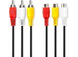 Cavo Video Composito | 3X Rca Hane | 3X Rca Hona | Nickel Platerad | 480P | 5,00 M | Rund | Pvc | Svart | Kuvert