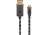 Goobay 75708 Cavo Tessile Da USB-C™ A Displayport™ 4K @ 60 Hz, 2 M, Nero, Argento, Nero-Argento - Connettore USB-C™ > Connettore Displayport