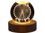 Globo Di Cristallo Luce 3D Inciso Incandescente Sfera Di Cristallo Luce Notturna Romantica Lampada D'ambiente Con Base In Legno