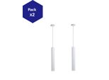 Confezione Da 2 Lampade A Sospensione Da Soffitto Moderne E Minimaliste In Alluminio Bianco A Forma Di Tubo Lungo 40 Cm Con Attacco Per Lampada GU10, Regolabile In Altezza