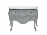 Casa Padrino Cassettiera Barocca Bianca / Glitter Look 120 Cm