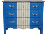 Casa Padrino Cassettiera Barocca Blu / Bianco Grigio / Colori Legno 105 Cm