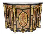 Casa Padrino Cassettone Barocco Boulle Nero/Oro/Rosso Con Piano In Marmo 161 Cm - Mobile Credenza