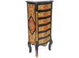 Casa Padrino Cassettone Barocco Boulle Nero / Oro / Rosso Con 6 Cassetti - Mobile Credenza