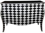 Casa Padrino Cassettone Barocco Check Nero/Bianco 120 Cm - Mobile A 2 Ante