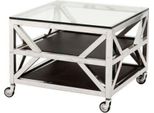 Casa Padrino Tavolino Di Design Art DéCo Con Piano In Vetro 65 X 65 X H. 50 Cm - Collezione Luxury