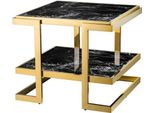 Casa Padrino Tavolino Di Design Art DéCo Oro Con Finto Marmo Nero - Luxury Collection
