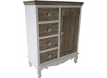 Casa Padrino Cassettiera In Stile Country Bianco/Marrone 66 X 32 X H. 86 Cm - Mobili In Stile Country