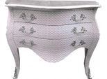 Casa Padrino Cassettone Barocco Bianco / Glitter Look 120 Cm Con Piano D'argento - Mobili Barocchi In Stile Antico