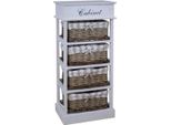 Casa Padrino Cassettiera In Stile Country Bianco / Colori Naturali 38 X 28 X H. 86 Cm - Cassettiera Fatta A Mano Con 4 Cesti In Rattan