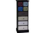 Casa Padrino Cassettiera In Stile Country Con 8 Cassetti Nero / Multicolore 46 X 36 X H. 122 Cm - Mobili In Stile Country