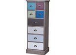 Casa Padrino Cassettiera In Stile Country Con 8 Cassetti Grigio / Multicolore 46 X 36 X H. 122 Cm - Mobili In Stile Country