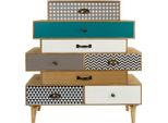 Casa Padrino Cassettiera A 8 Cassetti Marrone Chiaro / Multicolore 94 X 34 X H. 84 Cm - Cassettiera Dal Design Anni '70