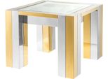 Casa Padrino Tavolino In Acciaio Inox Argento / Oro 65 X 65 X H. 50 Cm - Tavolino Di Design Con Piano In Vetro