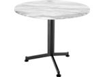 Casa Padrino Tavolino Bianco/Nero Ø 65 X H. 54 Cm - Mobili Soggiorno