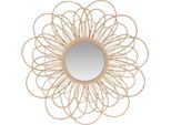Casa Padrino Specchio Di Design In Rattan Colori Naturali Ø 85 Cm - Specchio Da Parete Con Disegno Floreale