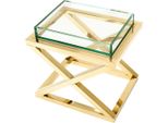 Casa Padrino Tavolino / Tavolo Da Soggiorno Oro 61 X 48 X H. 58,5 Cm - Arredamento Alberghiero