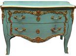 Casa Padrino Cassettone Barocco Turchese/Oro Stile Antico 130 Cm - Realizzato A Mano In Legno Massello - Edizione Limitata
