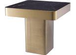 Tavolino Casa Padrino Nero/Ottone 50 X 50 X H. 47,5 Cm - Tavolino Quadrato In Acciaio Inox Con Piano In Ceramica - Mobili Soggiorno - Mobili