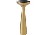 Tavolino Casa Padrino Ottone / Nero Ø 29 X H. 71,5 Cm - Tavolino Rotondo In Acciaio Inox Con Piano In Vetro - Arredo Soggiorno